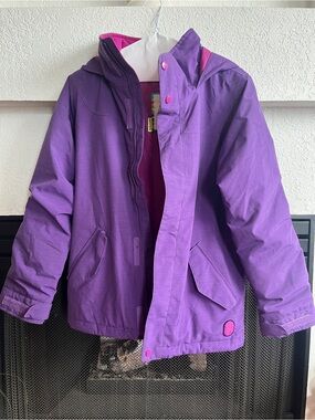 Burton Purple Kids Hooded Rain Jacket with Pink Details